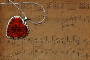 Soul Friend: sheet music and a heart necklace