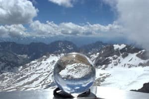 a snow globe in a wintry setting