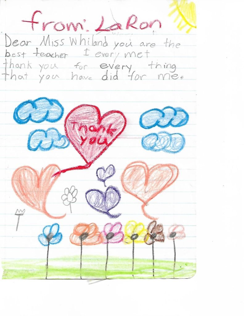 a student's love letter and drawing...