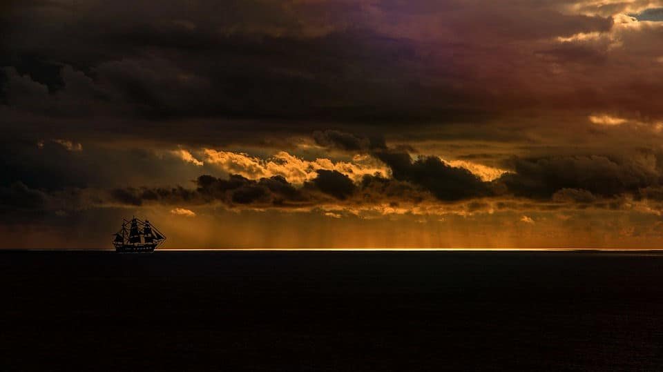 a ship on dark seas...