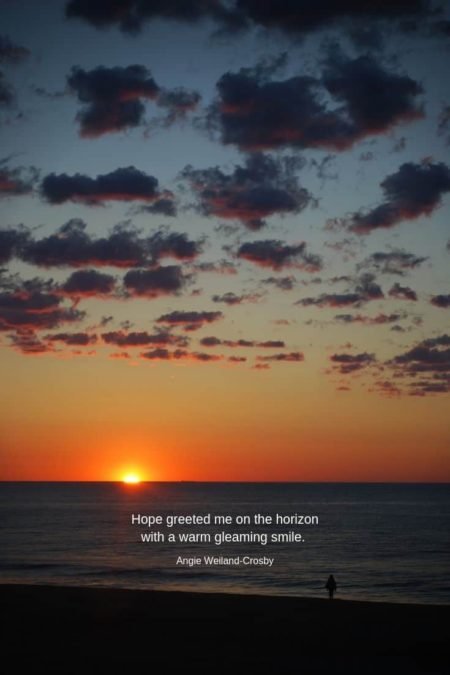 inspirational nature quote with a sunrise on the beach...