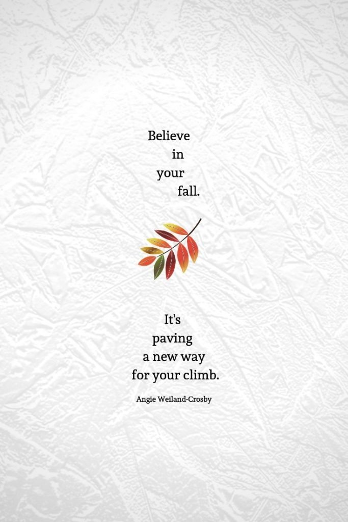 inspirational fall quote with a falling leaf | 